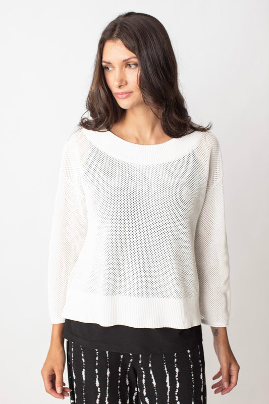 Liv White Mesh Pull Over