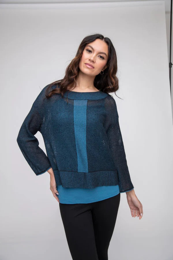 Liv by Habitat Cropped Mesh Sweater in Ocean