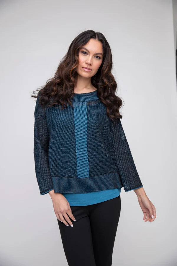 Liv by Habitat Cropped Mesh Sweater in Ocean