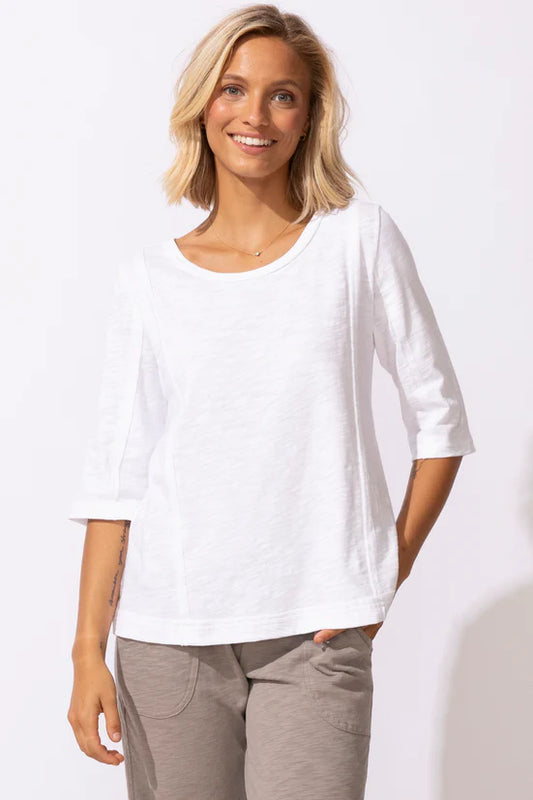 Escape Cotton Slub Elbow Tee White