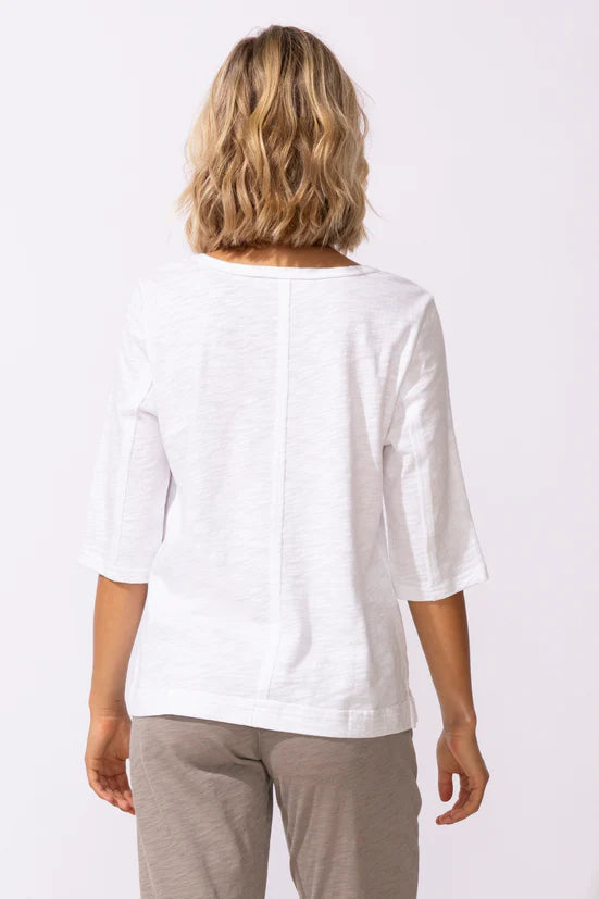 Escape Cotton Slub Elbow Tee White
