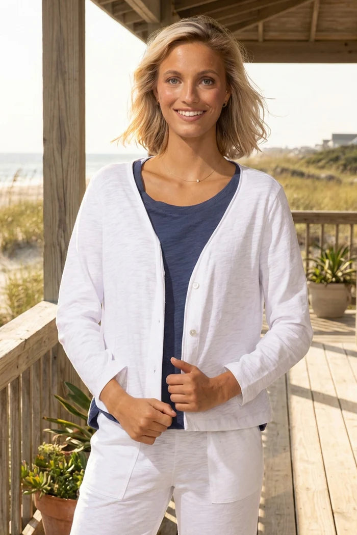Escape Cotton Slub Easy Jacket in White