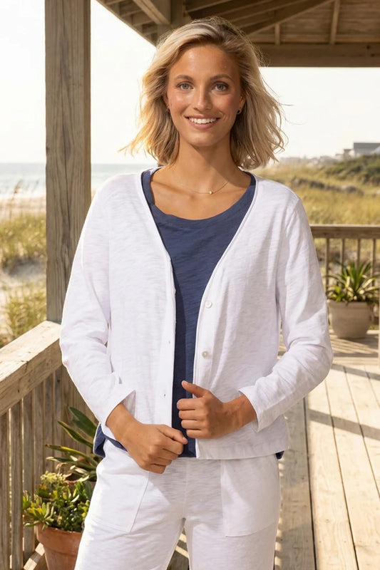 Escape Cotton Slub Easy Jacket in White