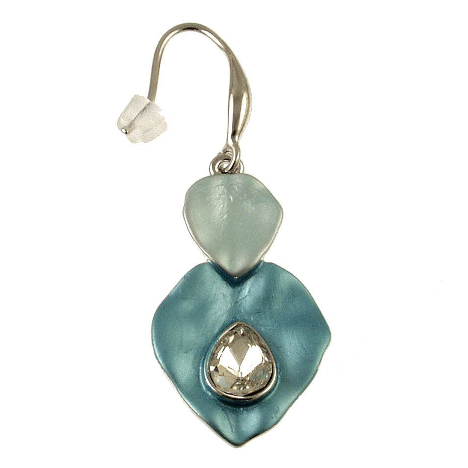 Water Lily Crystal Earrings | Gold/Gray/Silver, Blues/Silver