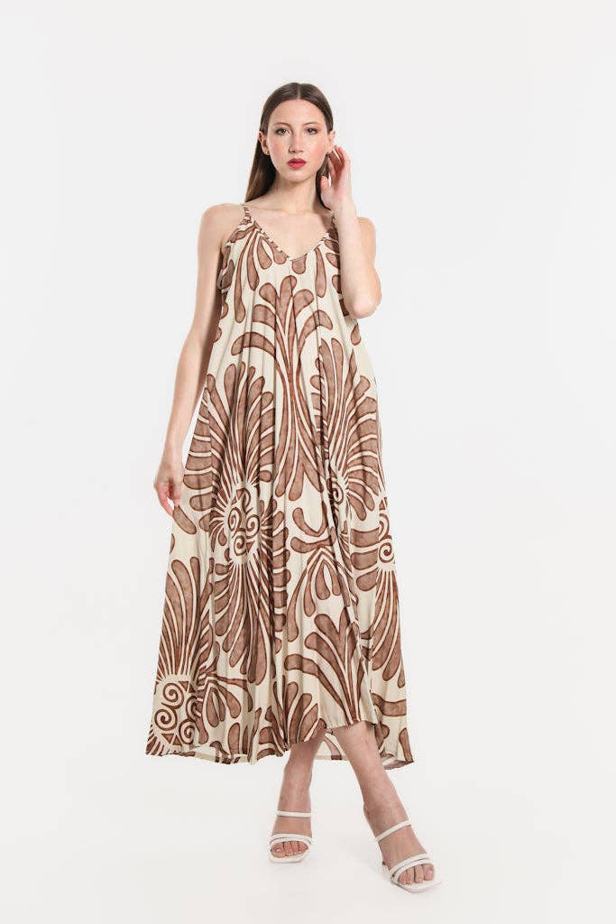 River Coconut Viscose Slip Dress (DT111C)