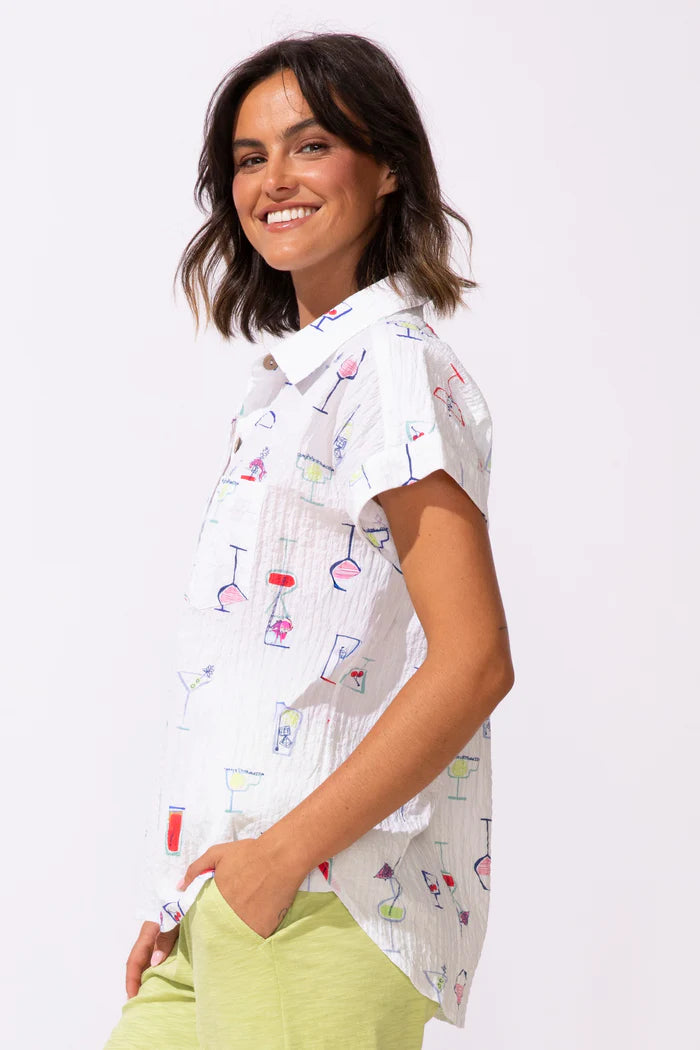 Escape Button Down Cocktail Blouse