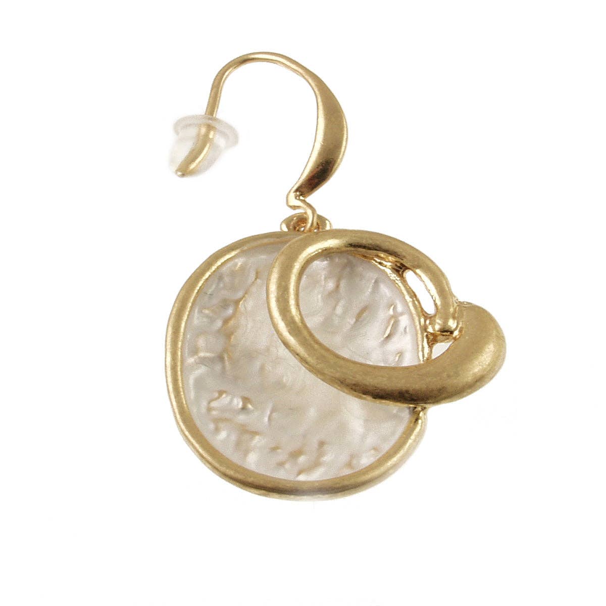 Golden Drift Oval Earrings | White/Gold, 1.5"L