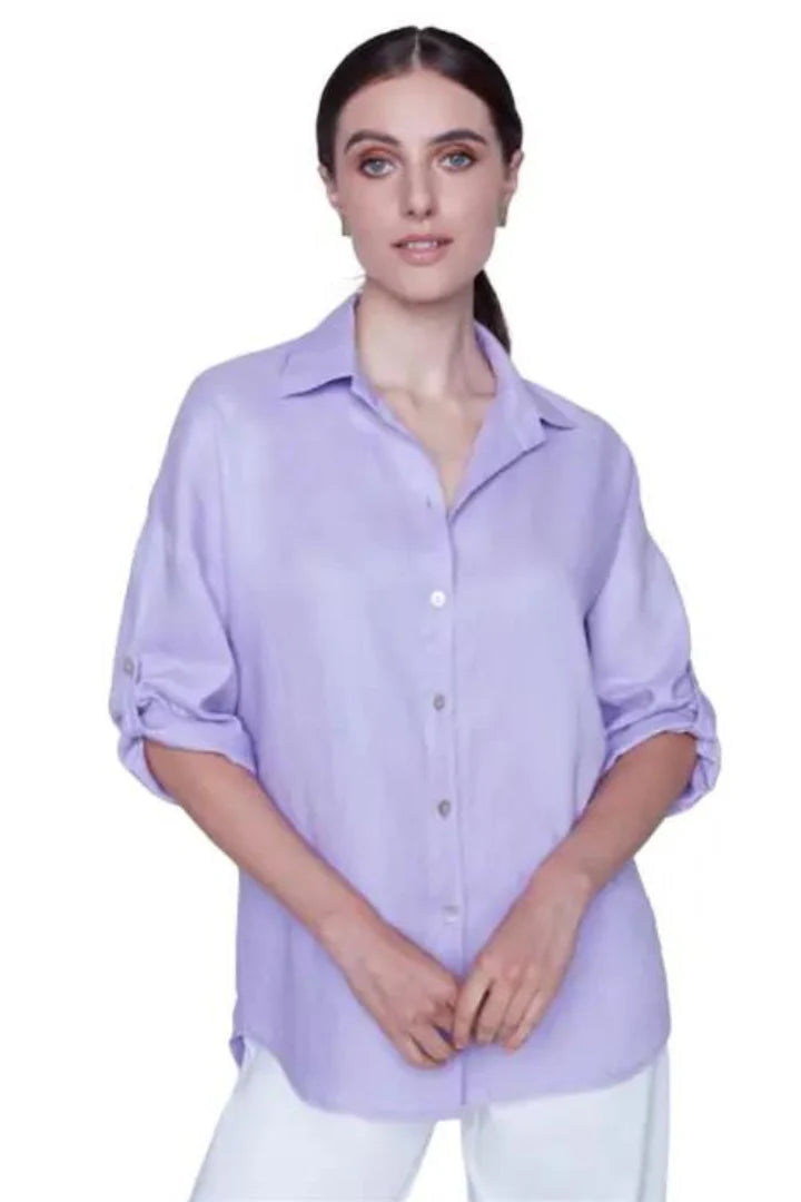 Carre Noir Lavender Linen Blouse