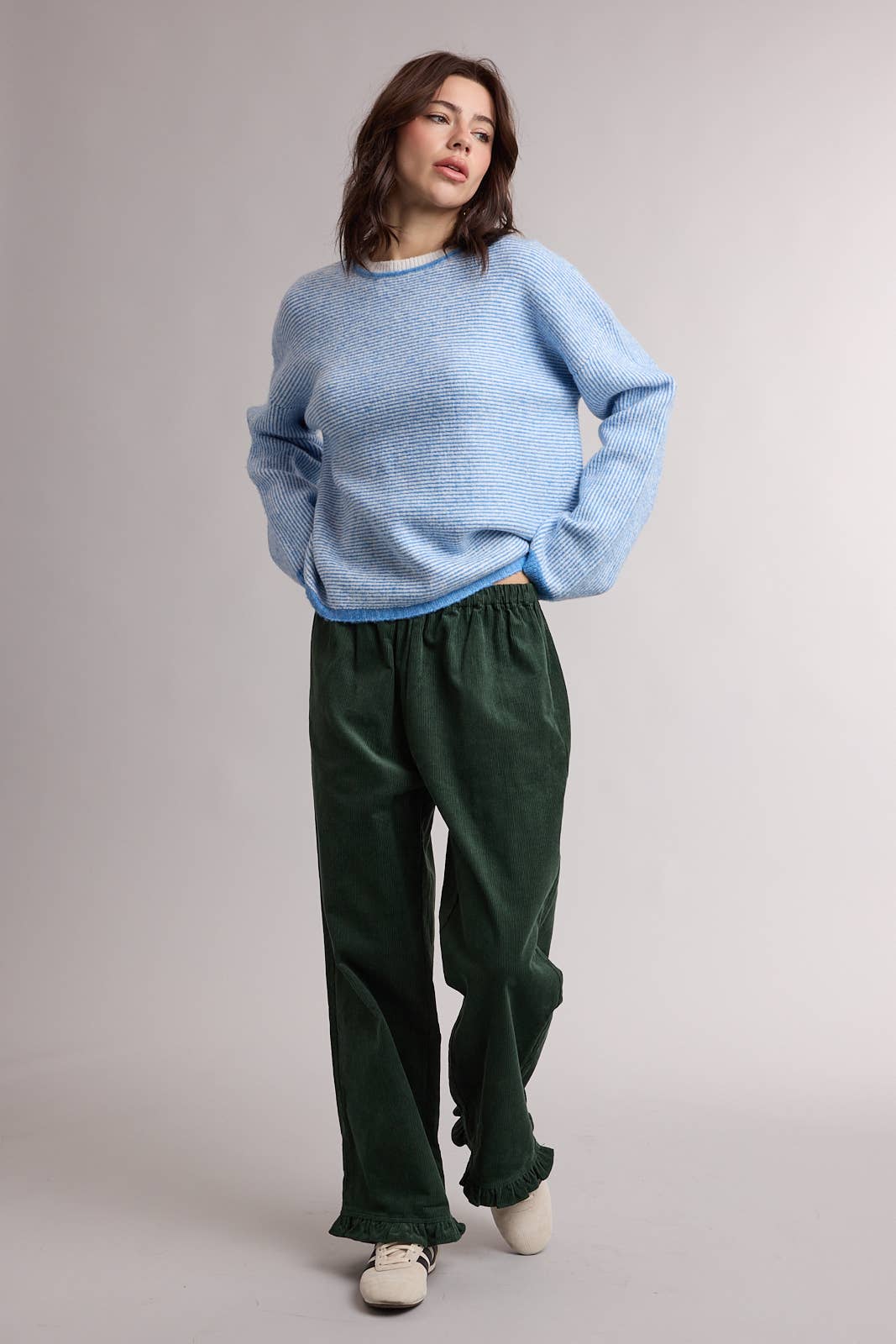 STRIPE DROP SHOULDER SWEATER / WL26-12702
