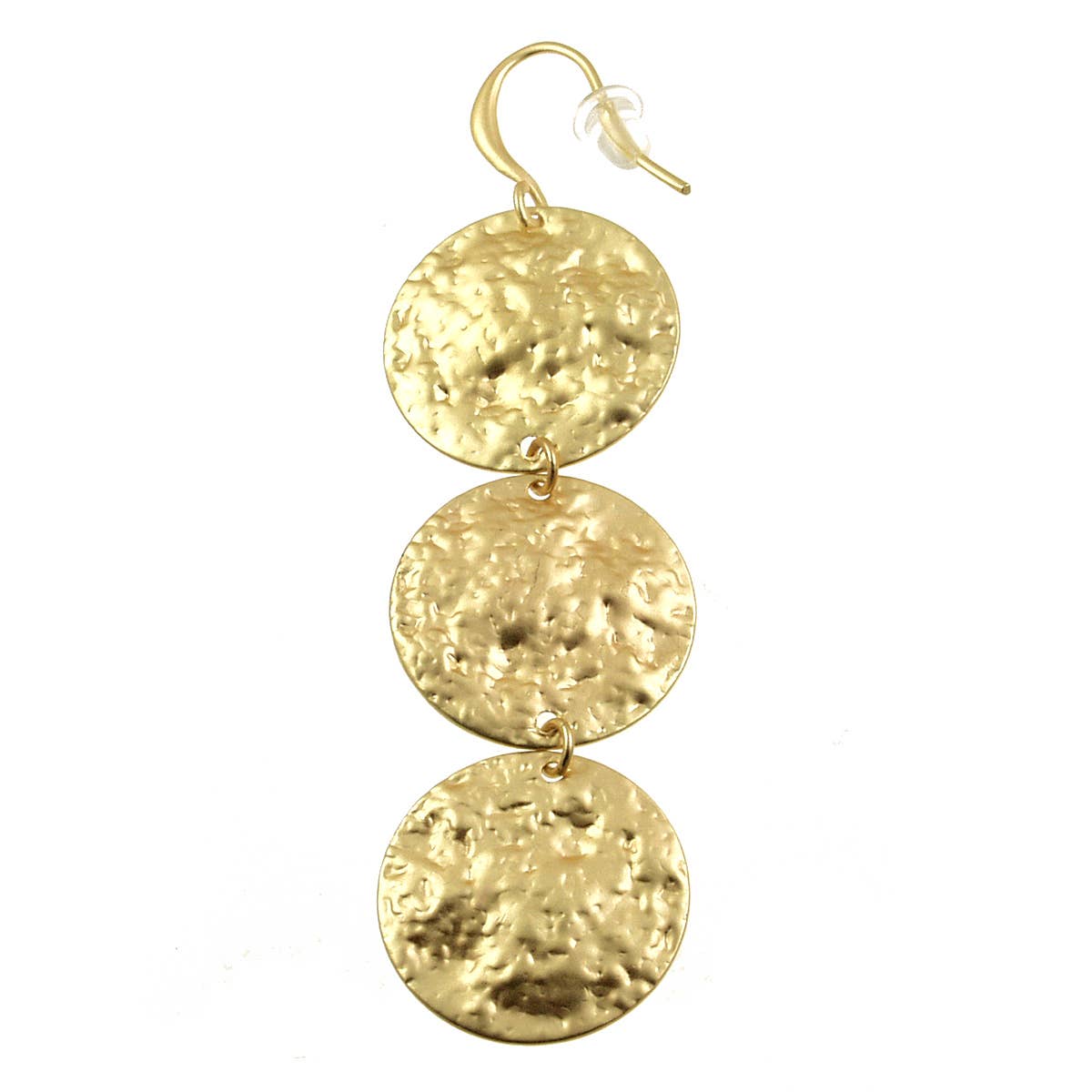 Hammered Silver and gold three Coins Earrings
