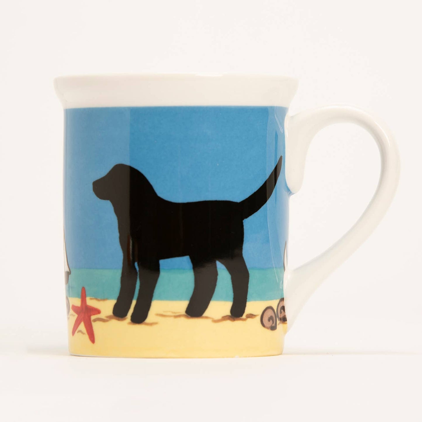 Black Dog on Beach Mug