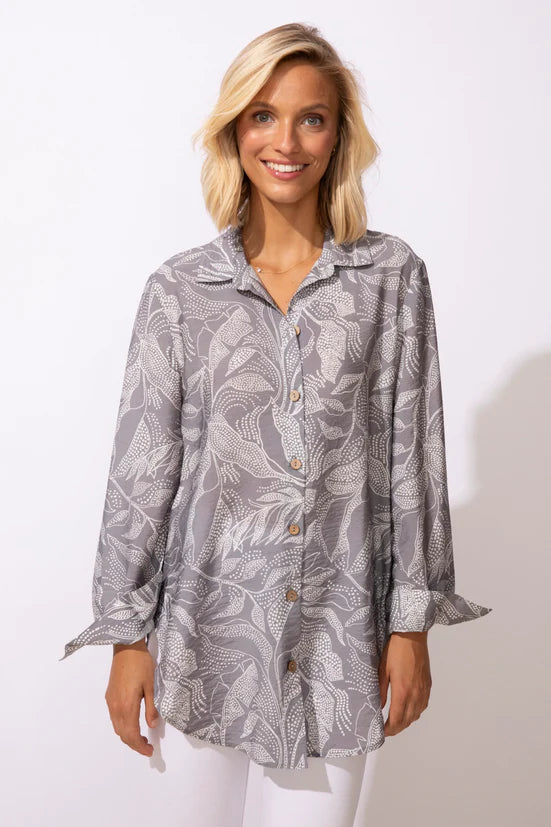 Escape Regatta Leaves Button Down Blouse