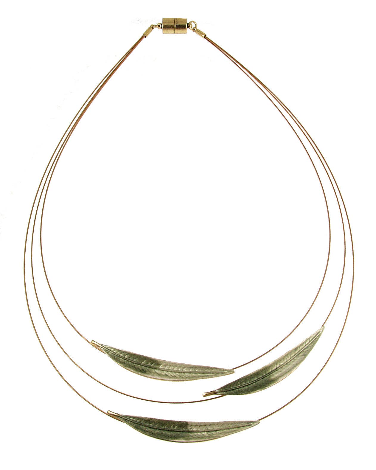 Gradient Leaf, 3-Strand Necklace: Blue; Green; Rose Gold 18"