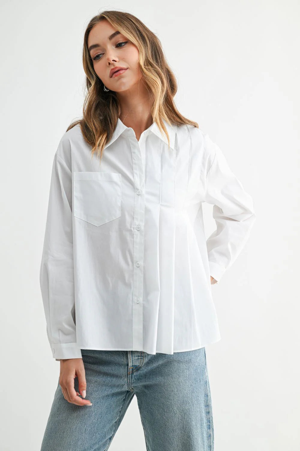 Joh Josh Top w Pleating White