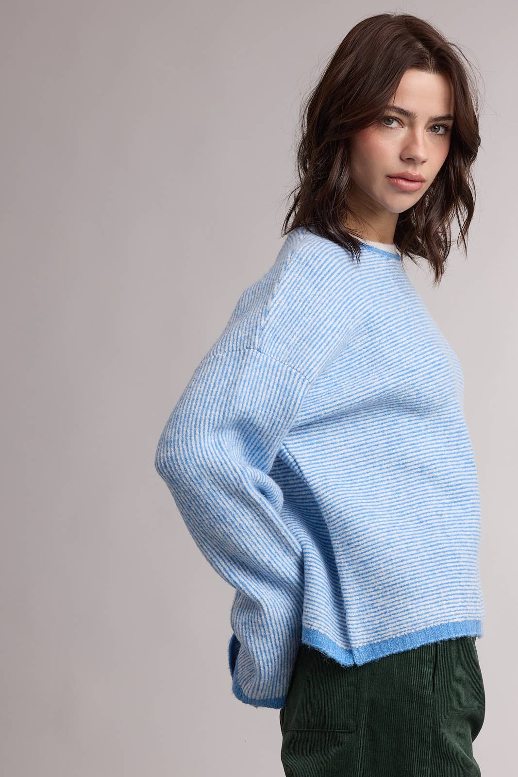 STRIPE DROP SHOULDER SWEATER / WL26-12702