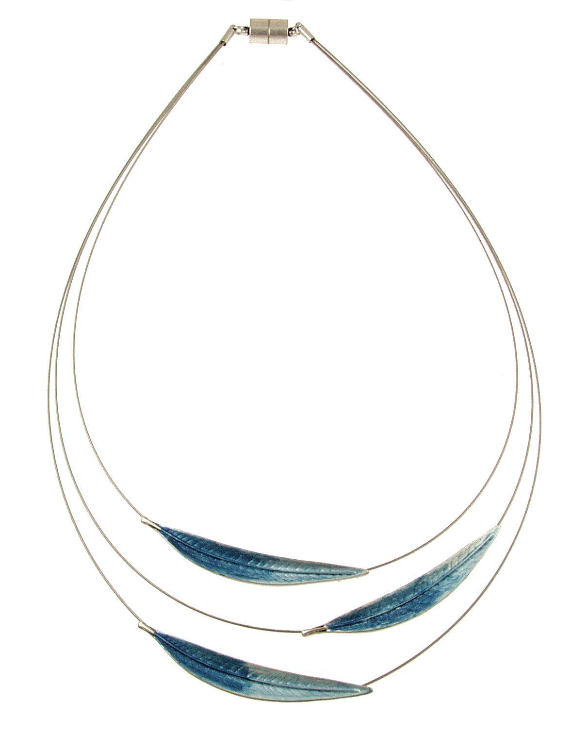 Gradient Leaf, 3-Strand Necklace: Blue; Green; Rose Gold 18"