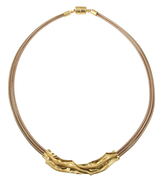 Twist design leather necklace