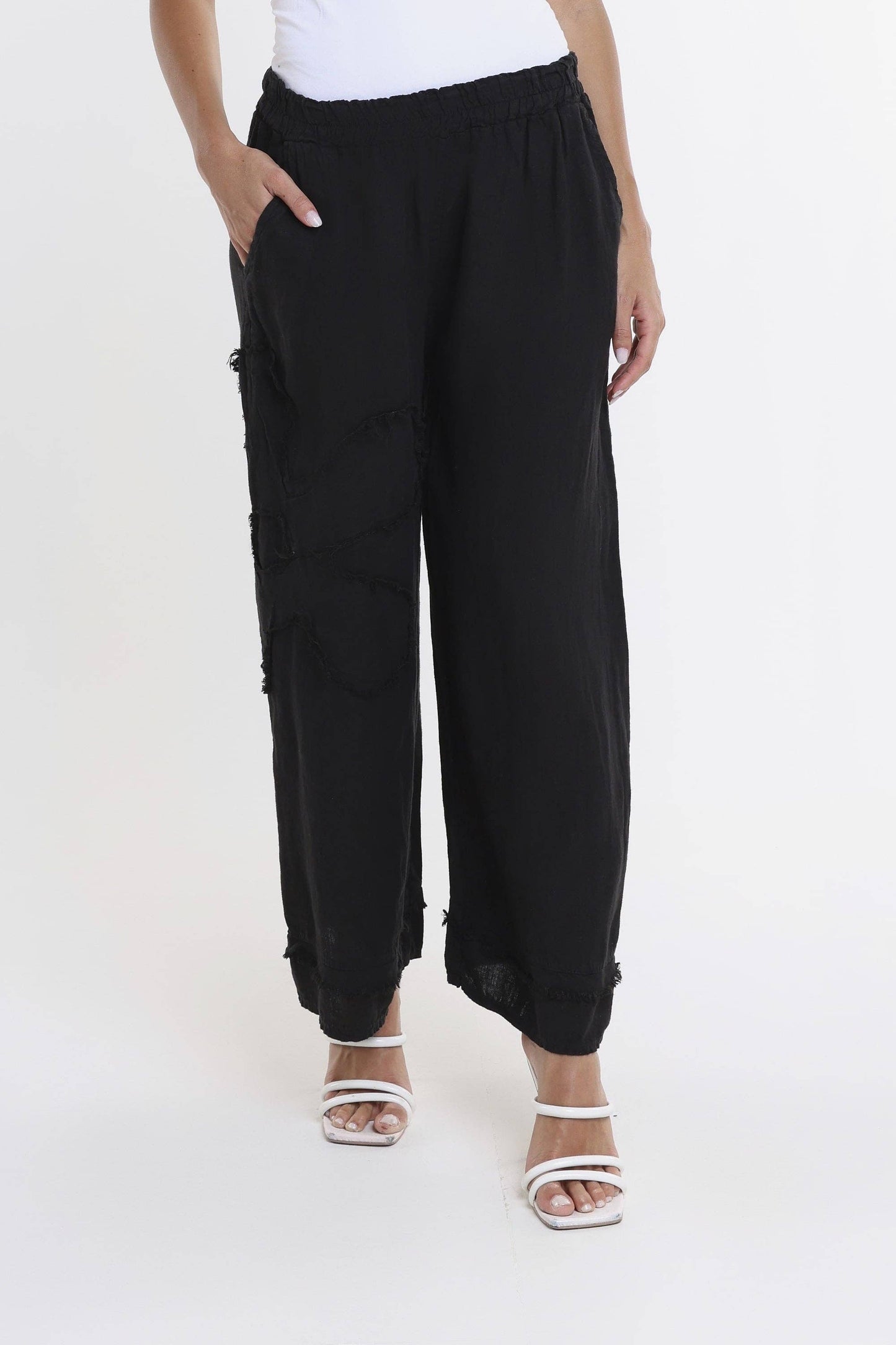 Flower Yvette Raw Edge Linen Pant (PL197F)