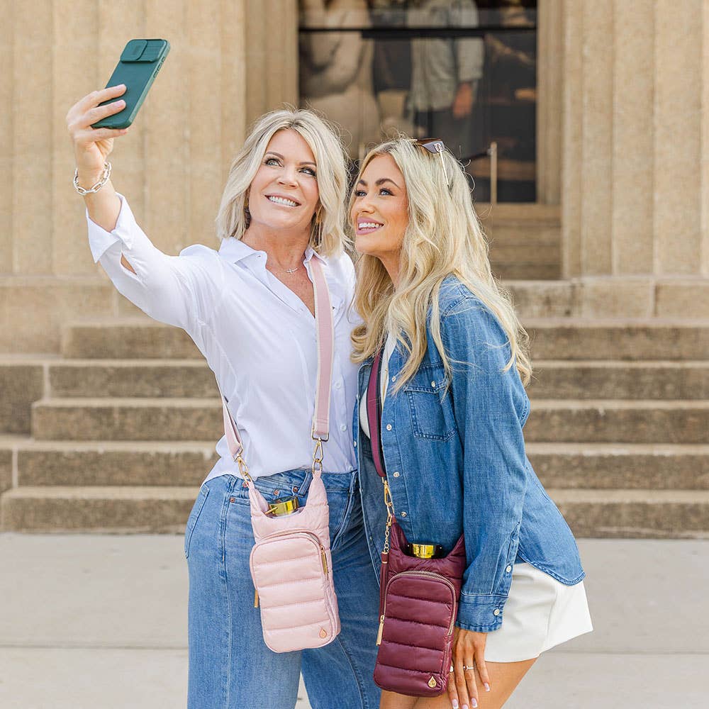 Dark Cherry HydroBag® with Cherry and Black Striped Strap