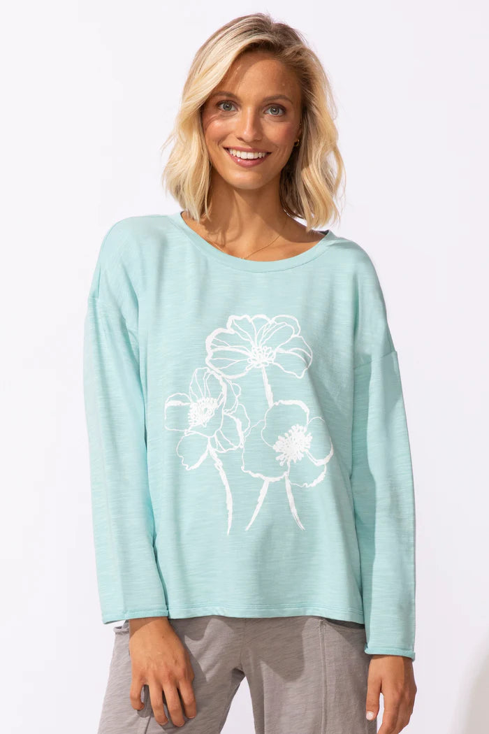 Escape Terry Blooms Pullover Mint