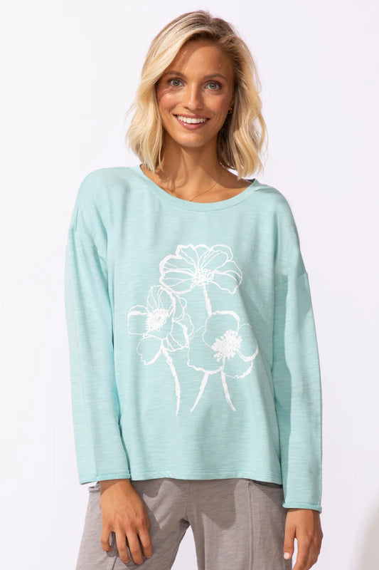 Escape Terry Blooms Pullover Mint