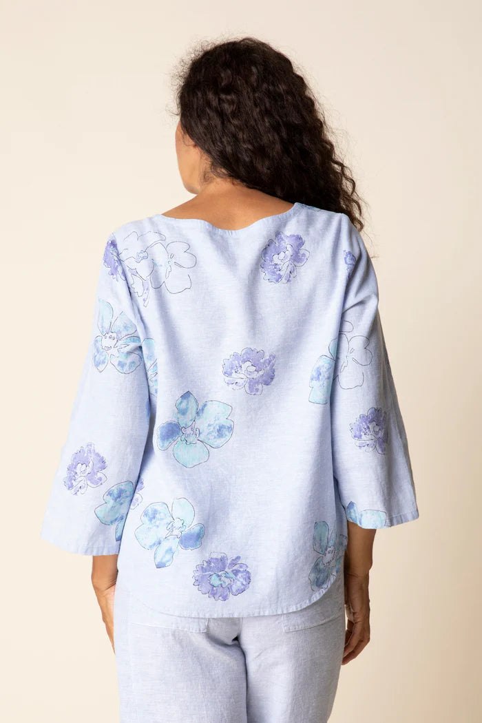 Habitat Linen Watercolor Floral Top