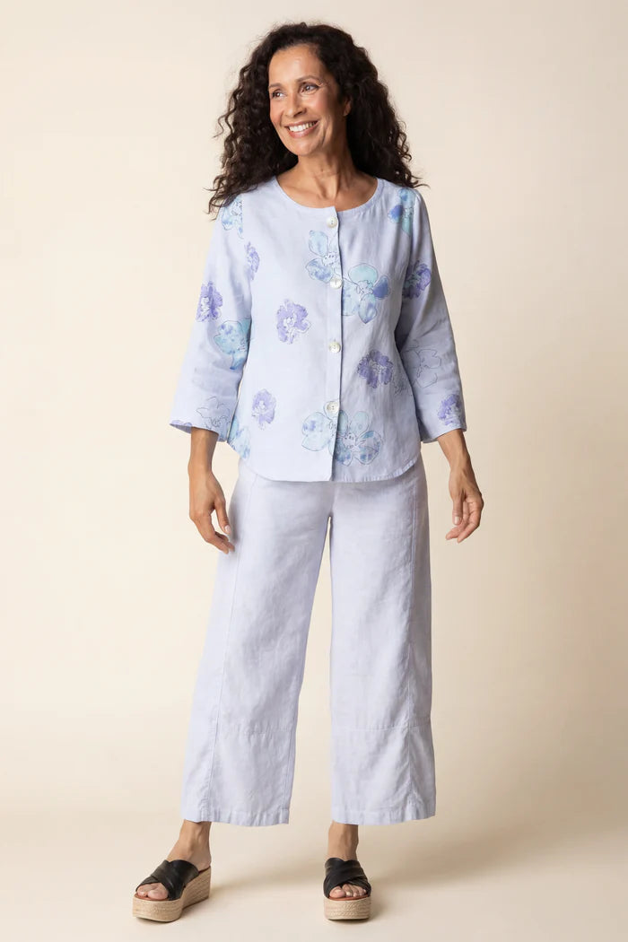 Habitat Linen Watercolor Floral Top