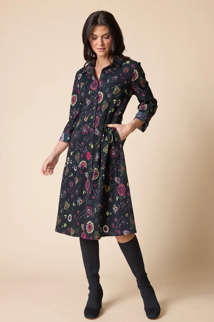 Boho Floral Crinkle Dress