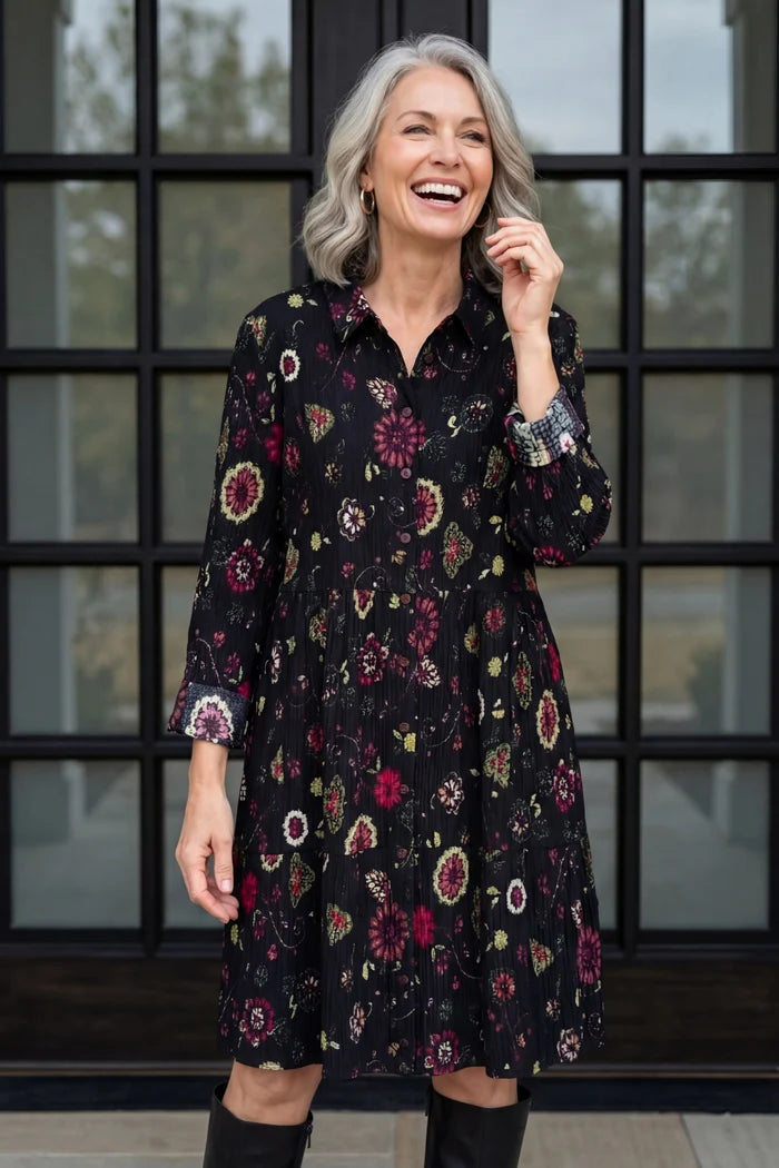 Boho Floral Crinkle Dress
