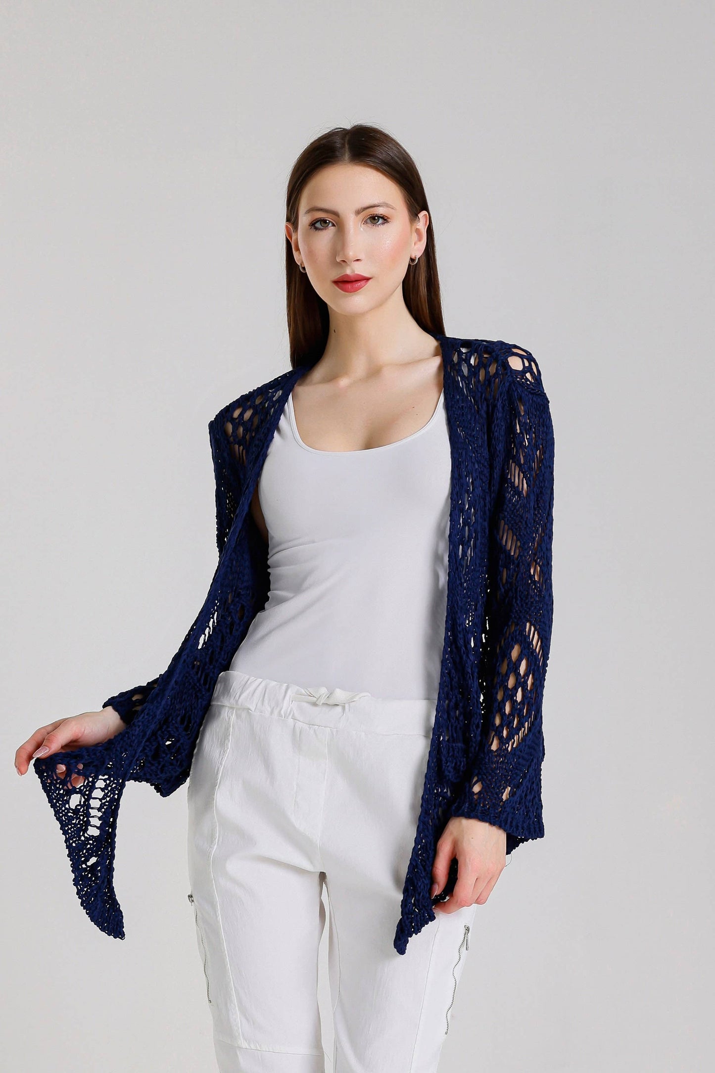 Kandra Open Knit Tie Front Bolero (CLS303)