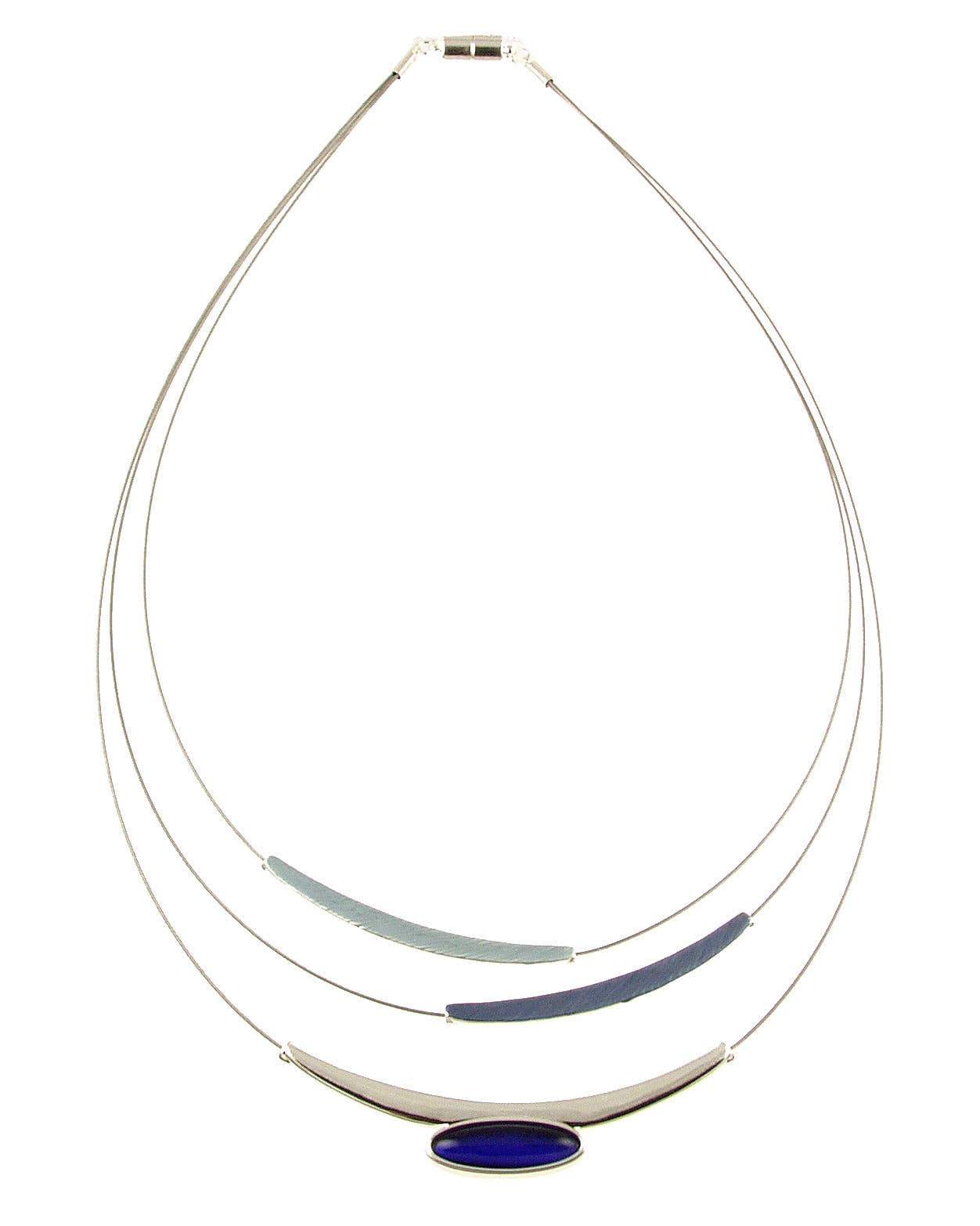 Equinox Crystal 3-Strand Necklace: Blue; Gld/Brwn 18"