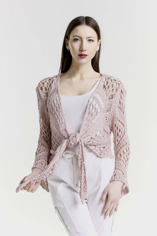 Kandra Open Knit Tie Front Bolero (CLS303)