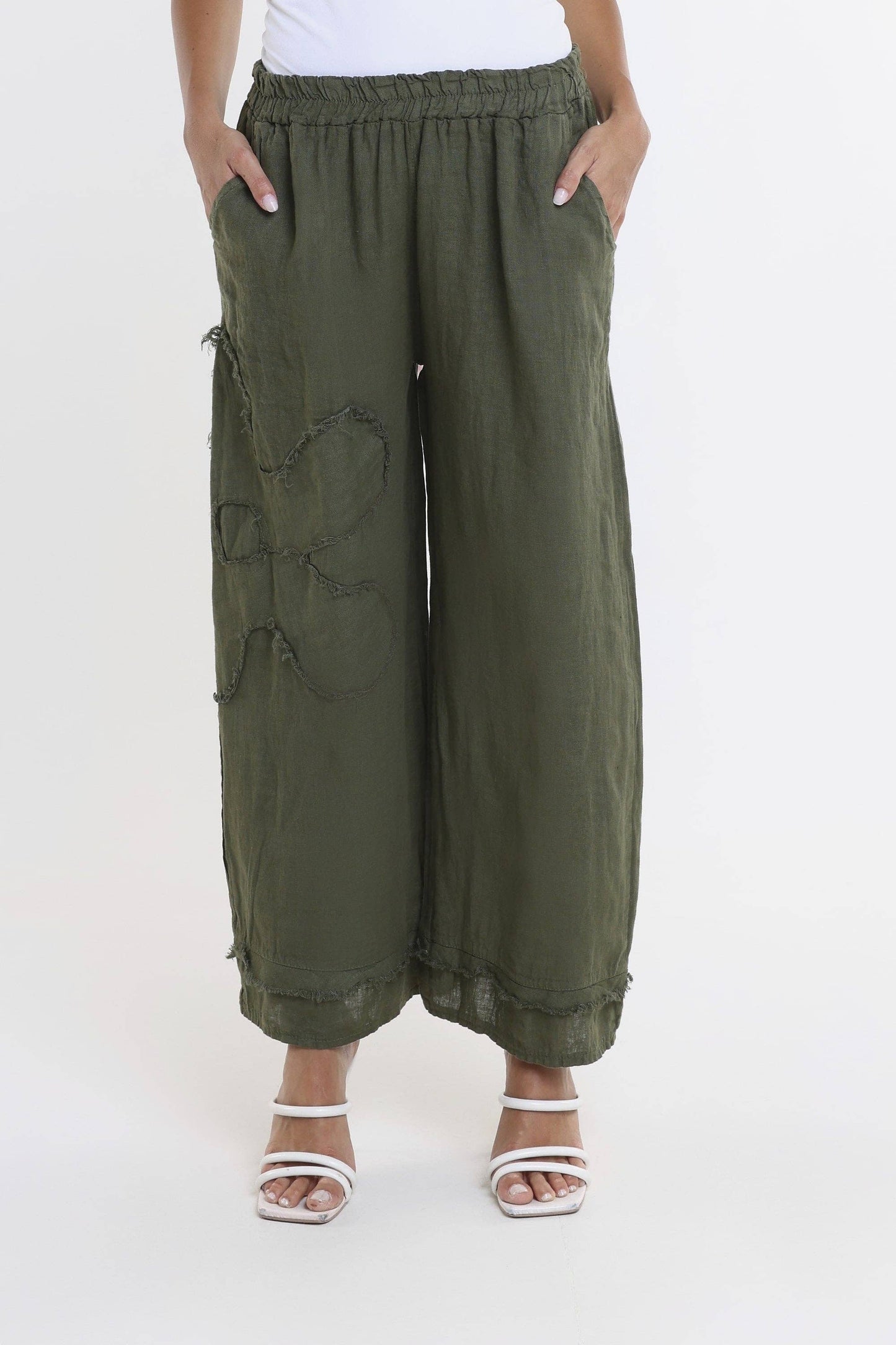 Flower Yvette Raw Edge Linen Pant (PL197F)