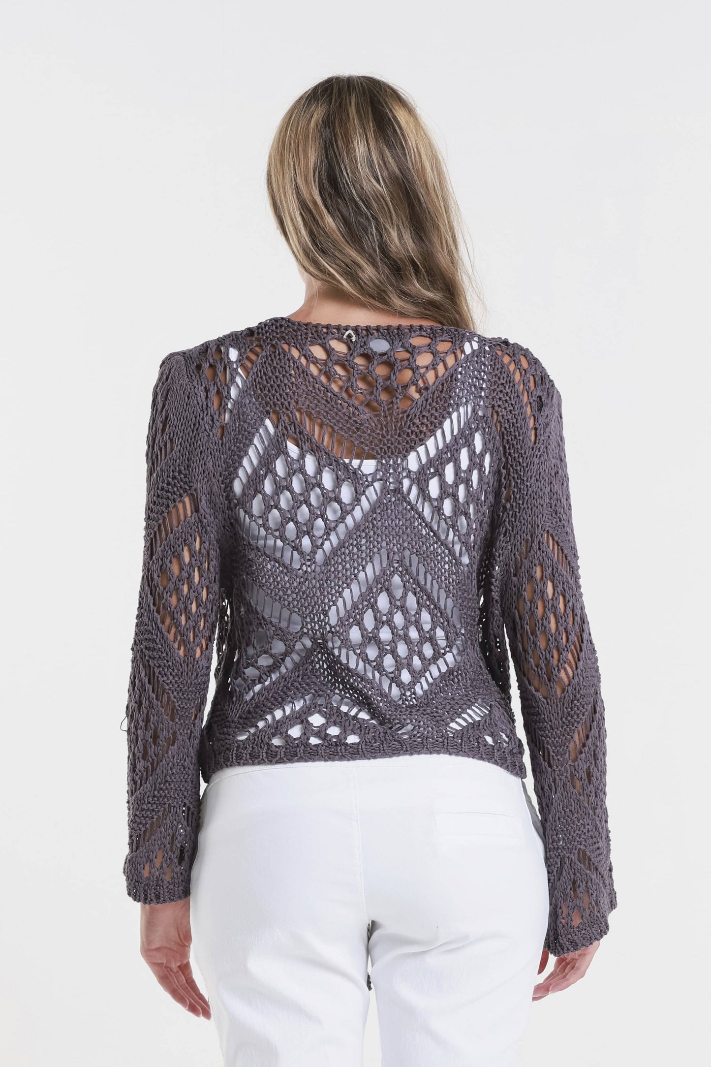 Kandra Open Knit Tie Front Bolero (CLS303)