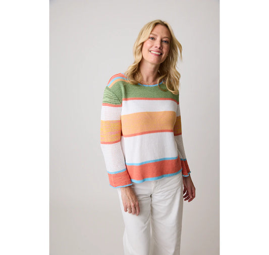 Parkhurst Naples Stripe  Coral and Green