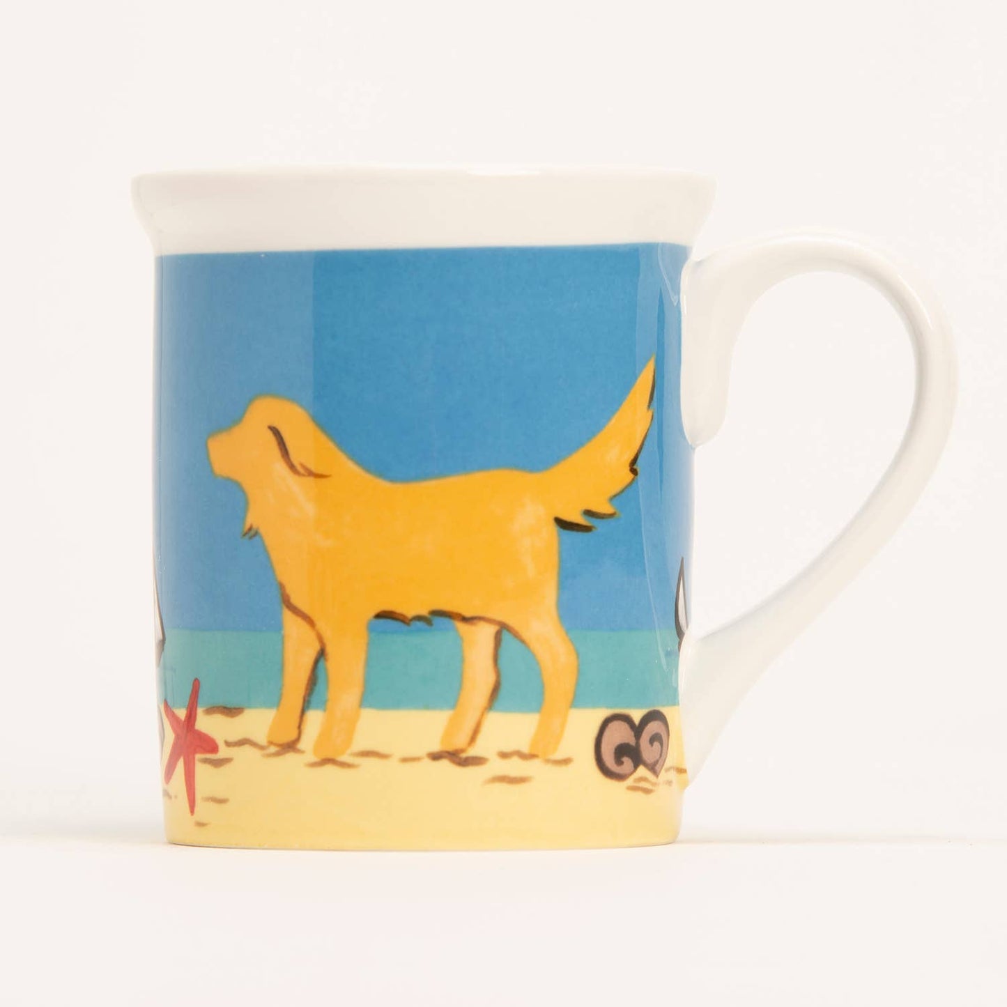 Yellow Dog on Beach Mug