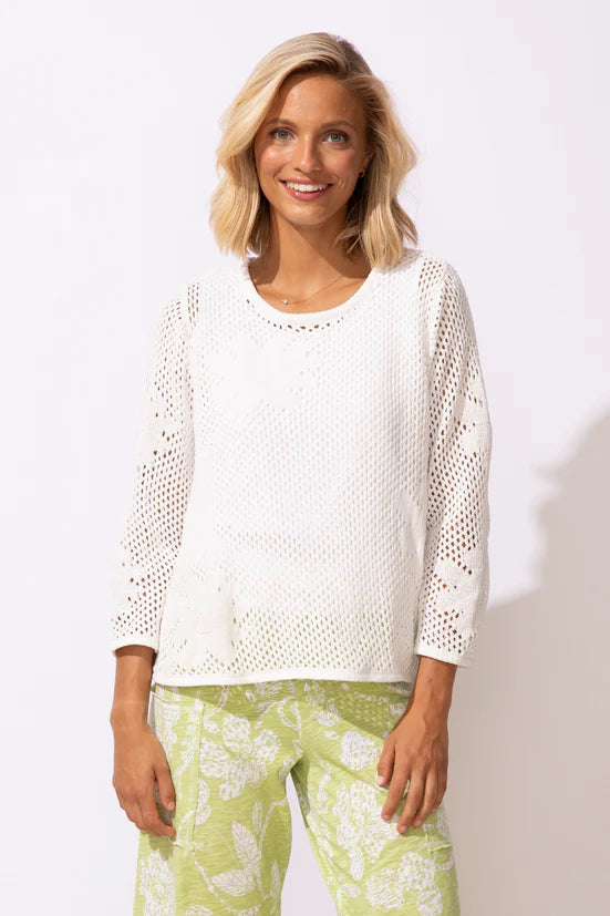 Escape Floral Crochet Pullover