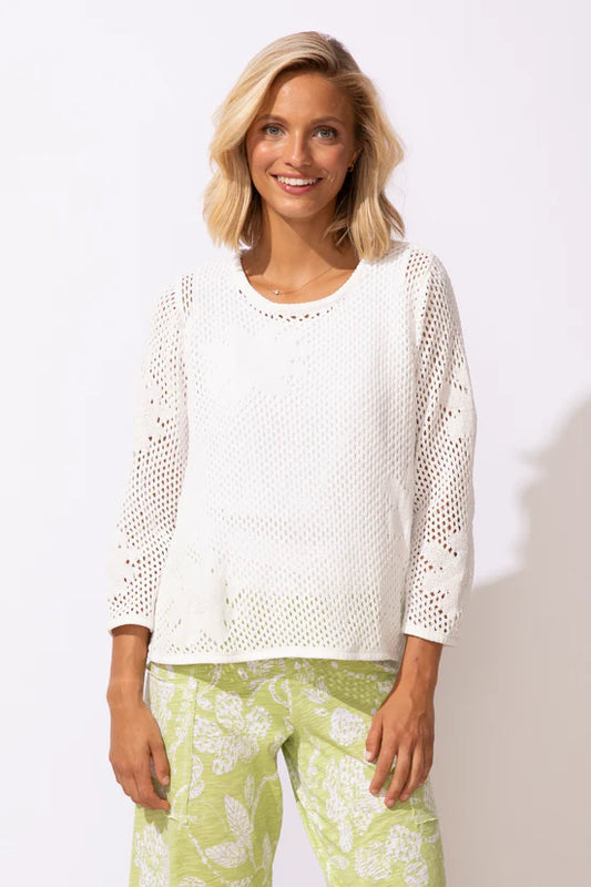 Escape Floral Crochet Pullover