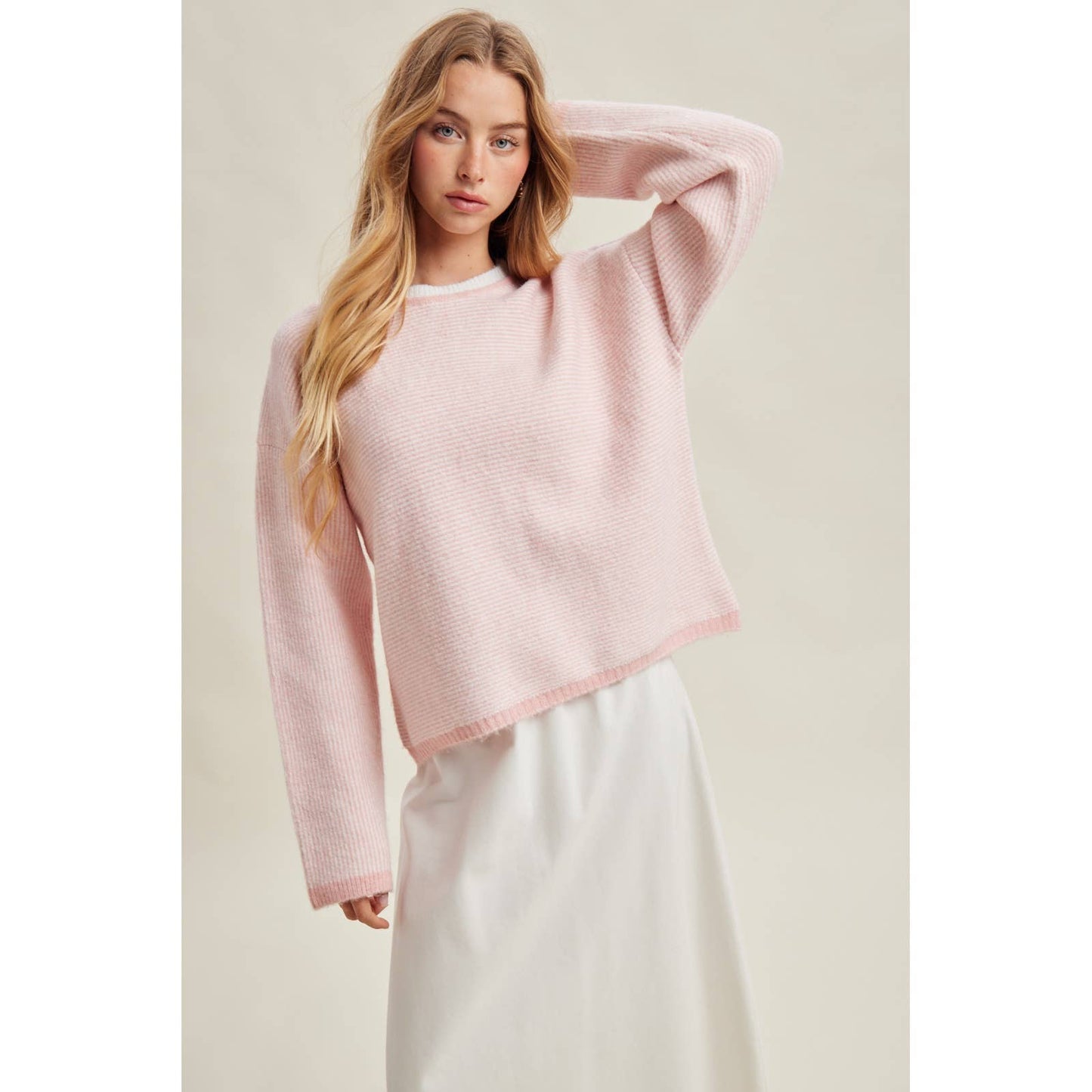 STRIPE DROP SHOULDER SWEATER / WL26-12702