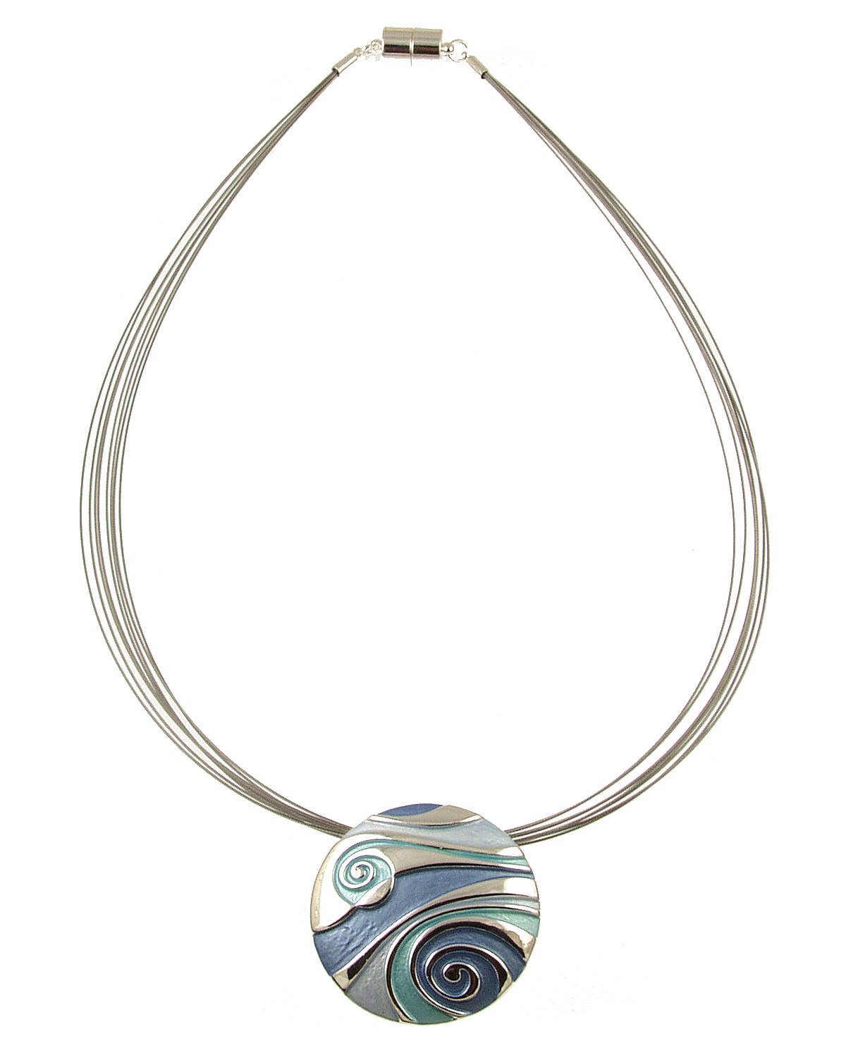 Swirl Wire Pendant | Blues, Silver/Gold, Aqua/Green