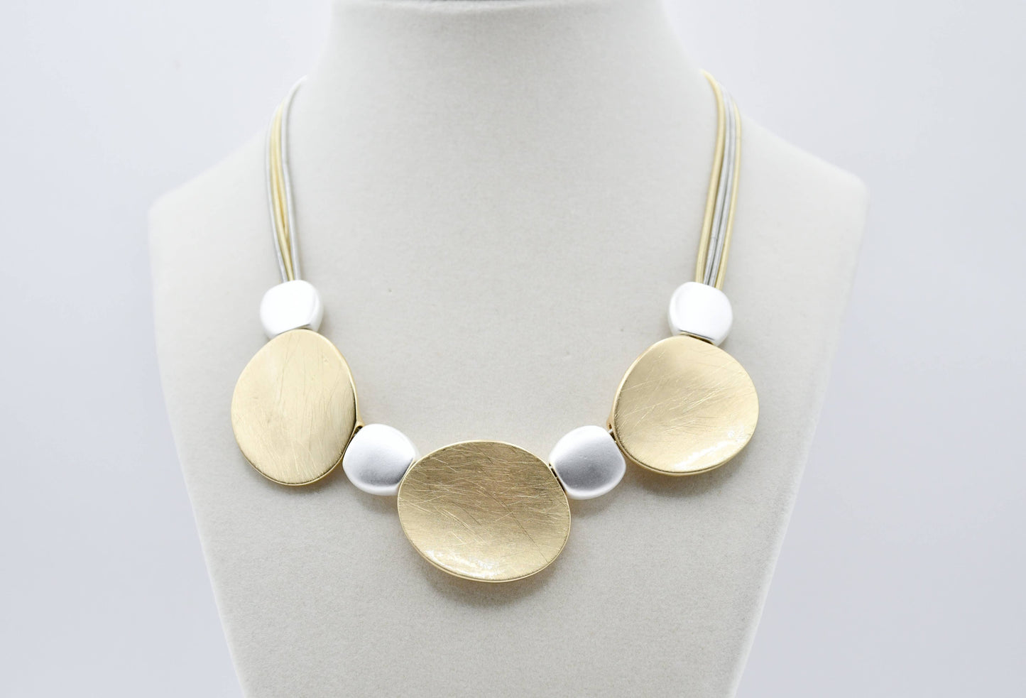 S171 Multi Strand Necklace With Silver Beads And La Necklace
