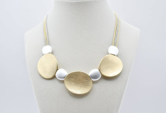 S171 Multi Strand Necklace With Silver Beads And La Necklace