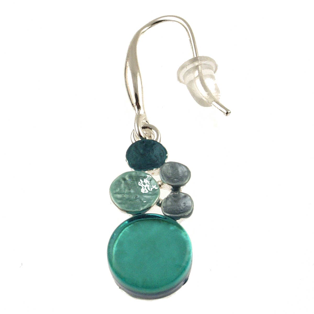Multi Dot Earrings, 2-Tone Shell & Resin: Blues, Multi; Wht