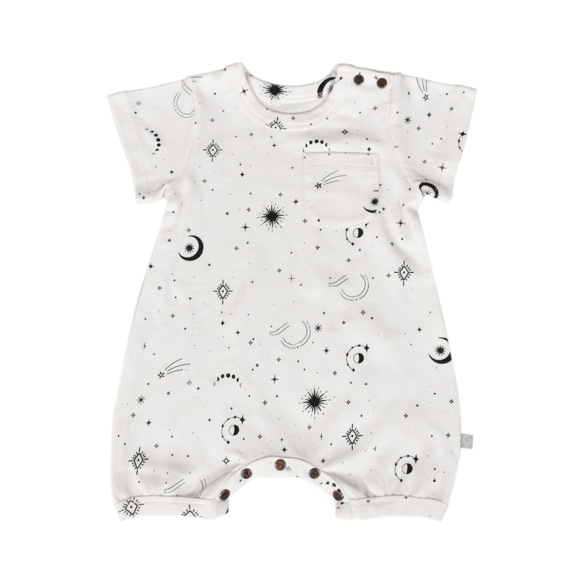 Baby kid organic short sleeve romper | celestial stars