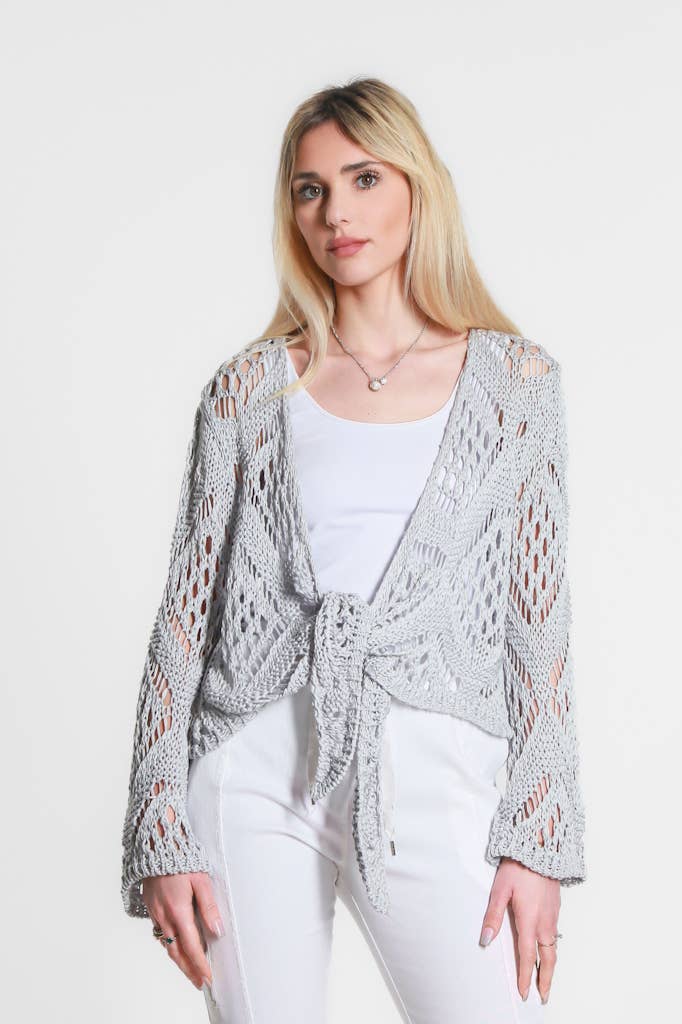 Kandra Open Knit Tie Front Bolero (CLS303)