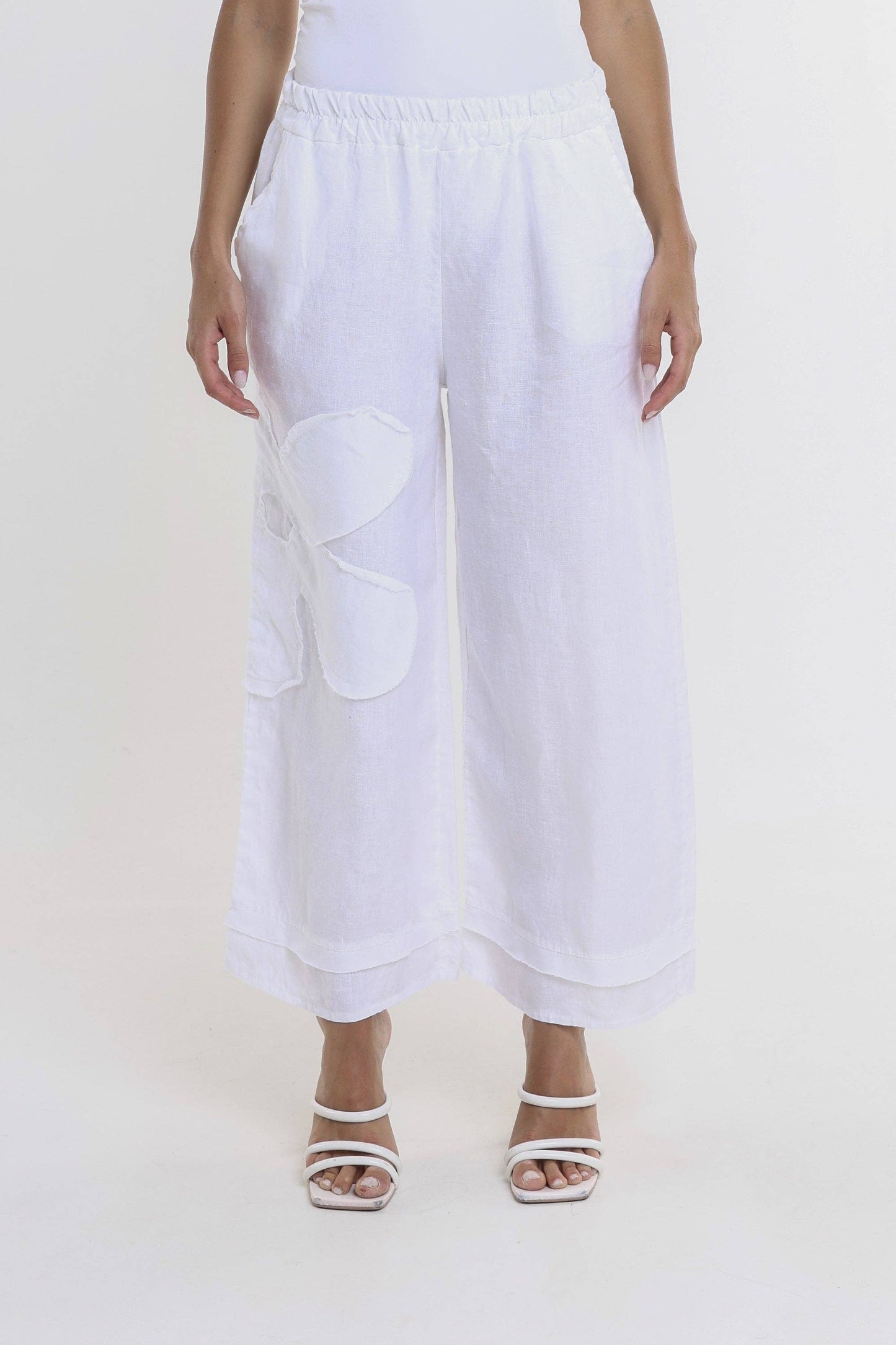 Flower Yvette Raw Edge Linen Pant (PL197F)