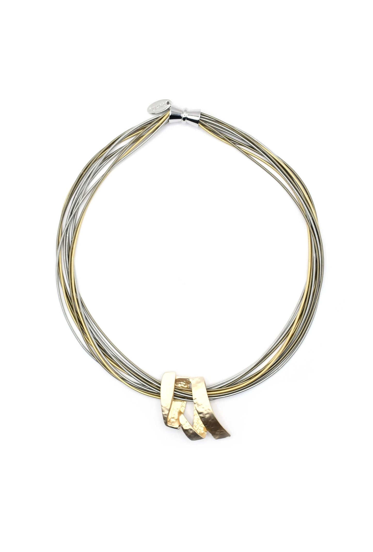 L67K Short Silver,Bronze, And Gold Multi Strand Necklace Wit