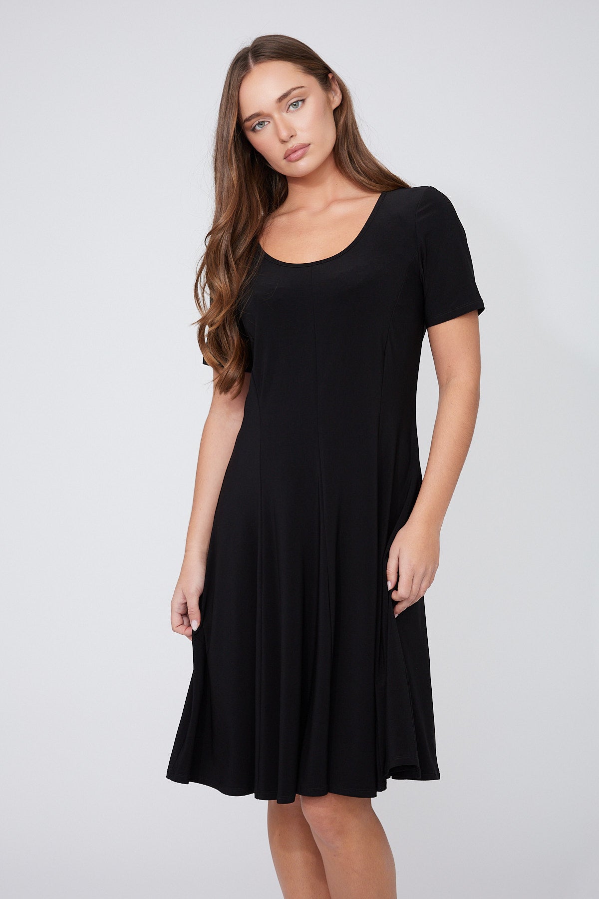 Compli K Short Sleeve Fit and Flare Navy Dress