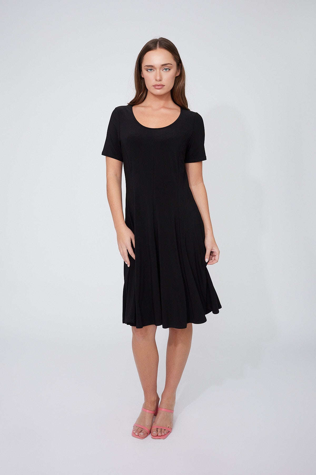 Compli K Short Sleeve Fit and Flare Navy Dress