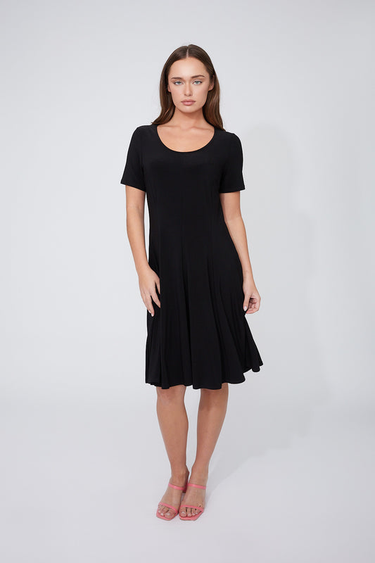 Compli K Short Sleeve Fit and Flare Navy Dress